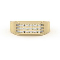 Anillo 3 Filas para Hombre Channel Set Diamante de Laboratorio Oro Amarillo 585 (14K)