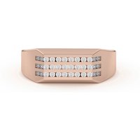Anillo 3 Filas para Hombre Channel Set Diamante de Laboratorio Oro Rosa 585 (14K)