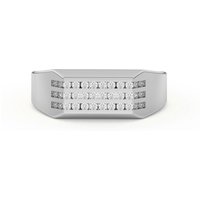Anillo 3 Filas para Hombre Channel Set Diamante de Laboratorio Oro Blanco 585 (14K)