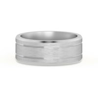 Alianza Clásica Acabado Satinado Double Channel 7 MM Oro Blanco 585 (14K)