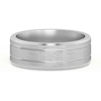 Alianza Clásica Acabado Satinado Double Channel 6 MM Oro Blanco 585 (14K)