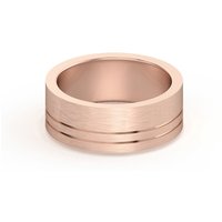 Alianza de Boda Plana con Doble Línea 7 MM Oro Rosa 585 (14K)