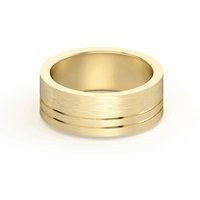 Alianza de Boda Plana con Doble Línea 7 MM Oro Amarillo 585 (14K)