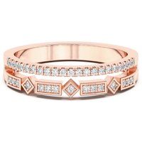 Anillo de Boda Fashion de Doble Fila Diamante de Laboratorio Oro Rosa 585 (14K)