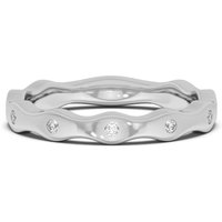 Alianza de Boda Curvada Bezel Set Diamante de Laboratorio Oro Blanco 585 (14K)