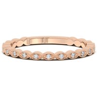 Alianza de Boda Punto y Marquesa Milgrain Diamante de Laboratorio Oro Rosa 585 (14K)