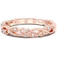 Alianza de Boda Bold Vine Bezel Set Diamante de Laboratorio Oro Rosa 585 (14K)