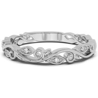 Alianza de Boda Bold Vine Bezel Set Diamante de Laboratorio Oro Blanco 585 (14K)