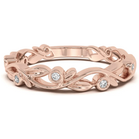 Alianza de Boda Petite Vine Bezel Set Diamante de Laboratorio Oro Rosa 585 (14K)