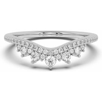 Alianza de Boda Chevron Crown Diamante de Laboratorio Oro Blanco 585 (14K)