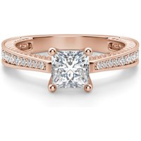Anillo de Compromiso Acentuado Corte Princesa 0.75 ct Sage Diamante de Laboratorio Oro Rosa 585 (14K)