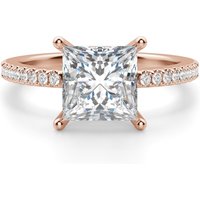 Anillo de Compromiso Acentuado Corte Princesa 2.00 ct Basket Set Diamante de Laboratorio Oro Rosa 585 (14K)