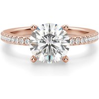Anillo de Compromiso Acentuado Corte Redondo 1.00 ct Basket Set Diamante de Laboratorio Oro Rosa 585 (14K)