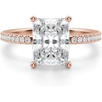 Anillo de Compromiso Acentuado Corte Radiante 0.75 ct Basket Set Diamante de Laboratorio Oro Rosa 585 (14K)