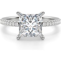 Anillo de Compromiso Acentuado Corte Princesa 2.00 ct Basket Set Diamante de Laboratorio Oro Blanco 585 (14K)