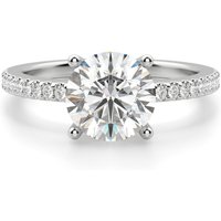 Anillo de Compromiso Acentuado Corte Redondo 2.00 ct Basket Set Diamante de Laboratorio Oro Blanco 585 (14K)