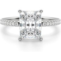 Anillo de Compromiso Acentuado Corte Radiante 1.75 ct Basket Set Diamante de Laboratorio Platino 950