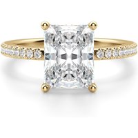 Anillo de Compromiso Acentuado Corte Radiante 2.00 ct Basket Set Diamante de Laboratorio Oro Amarillo 585 (14K)
