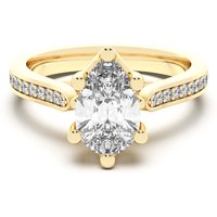 Anillo de Compromiso Acentuado Corte Pera 2.50 ct Bali Diamante de Laboratorio Oro Amarillo 585 (14K)