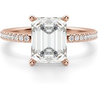 Anillo de Compromiso Acentuado Corte Esmeralda 2.00 ct Basket Set Diamante de Laboratorio Oro Rosa 585 (14K)