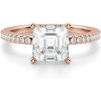 Anillo de Compromiso Acentuado Corte Asscher 2.00 ct Basket Set Diamante de Laboratorio Oro Rosa 585 (14K)