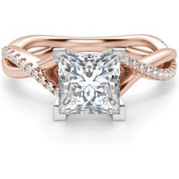 Anillo de Compromiso Acentuado Corte Princesa 1.50 ct Twisted Diamante de Laboratorio Oro Rosa 585 (14K)