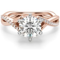 Anillo de Compromiso Acentuado Corte Redondo 2.00 ct Twisted Diamante de Laboratorio Oro Rosa 585 (14K)