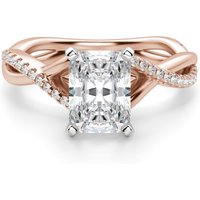 Anillo de Compromiso Acentuado Corte Radiante 3.00 ct Twisted Diamante de Laboratorio Oro Rosa 585 (14K)