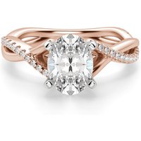 Anillo de Compromiso Acentuado Corte Ovalado 1.50 ct Twisted Diamante de Laboratorio Oro Rosa 585 (14K)