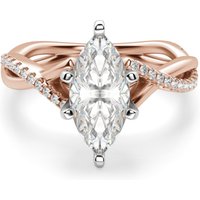 Anillo de Compromiso Acentuado Corte Marquesa 1.25 ct Twisted Diamante de Laboratorio Oro Rosa 585 (14K)