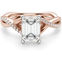 Anillo de Compromiso Acentuado Corte Esmeralda 1.50 ct Twisted Diamante de Laboratorio Oro Rosa 585 (14K)