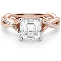 Anillo de Compromiso Acentuado Corte Asscher 1.00 ct Twisted Diamante de Laboratorio Oro Rosa 585 (14K)
