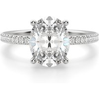 Anillo de Compromiso Acentuado Corte Ovalado 3.00 ct Basket Set Diamante de Laboratorio Oro Blanco 585 (14K)