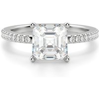 Anillo de Compromiso Acentuado Corte Asscher 1.50 ct Basket Set Diamante de Laboratorio Platino 950