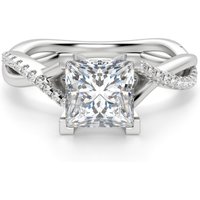 Anillo de Compromiso Acentuado Corte Princesa 1.50 ct Twisted Diamante de Laboratorio Oro Blanco 585 (14K)