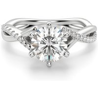 Anillo de Compromiso Acentuado Corte Redondo 1.50 ct Twisted Diamante de Laboratorio Oro Blanco 585 (14K)