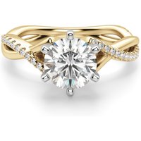 Anillo de Compromiso Acentuado Corte Redondo 2.50 ct Twisted Diamante de Laboratorio Oro Amarillo 585 (14K)