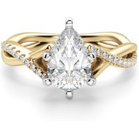 Anillo de Compromiso Acentuado Corte Pera 0.75 ct Twisted Diamante de Laboratorio Oro Amarillo 585 (14K)