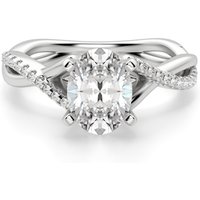 Anillo de Compromiso Acentuado Corte Ovalado 1.00 ct Twisted Diamante de Laboratorio Platino 950