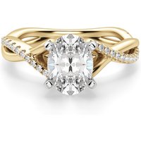 Anillo de Compromiso Acentuado Corte Ovalado 1.50 ct Twisted Diamante de Laboratorio Oro Amarillo 585 (14K)
