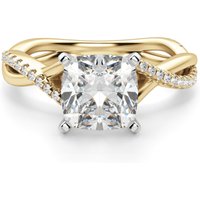 Anillo de Compromiso Acentuado Corte Cojín 1.50 ct Twisted Diamante de Laboratorio Oro Amarillo 585 (14K)