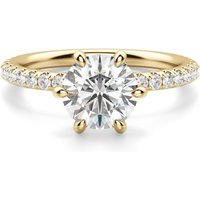 Anillo de Compromiso Acentuado Corte Redondo 3.00 ct Arezzo Diamante de Laboratorio Oro Amarillo 585 (14K)