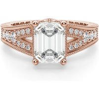 Anillo de Compromiso Corte Esmeralda 2.50 ct Valencia Diamante de Laboratorio Oro Rosa 585 (14K)
