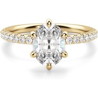 Anillo de Compromiso Acentuado Corte Ovalado 1.00 ct Arezzo Diamante de Laboratorio Oro Amarillo 585 (14K)