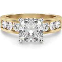 Anillo de Compromiso Corte Cojín 0.75 ct Diamond Diva Diamante de Laboratorio Oro Amarillo 585 (14K)