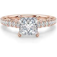 Anillo de Compromiso Corte Princesa 1.00 ct Fleur Diamante de Laboratorio Oro Rosa 585 (14K)