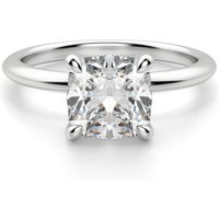 Anillo de Compromiso Clásico Corte Cojín 0.50 ct Hidden Halo Diamante de Laboratorio Oro Blanco 585 (14K)