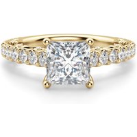 Anillo de Compromiso Corte Princesa 3.00 ct Fleur Diamante de Laboratorio Oro Amarillo 585 (14K)