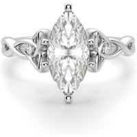 Anillo de Compromiso Corte Marquesa 2.00 ct Celtic Knot Diamante de Laboratorio Oro Blanco 585 (14K)