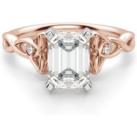 Anillo de Compromiso Corte Esmeralda 2.00 ct Celtic Knot Diamante de Laboratorio Oro Rosa 585 (14K)